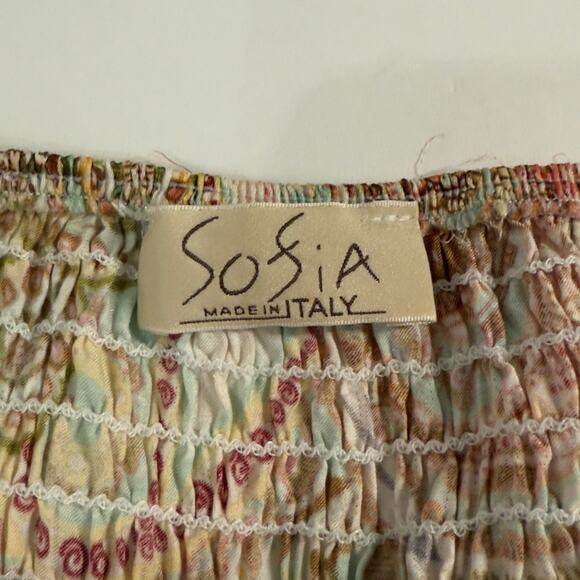 Sofia Made in Italy Sofia Smock Neckline Tiered Dress Multicolor Earth Tone Boho - Picture 3 of 9